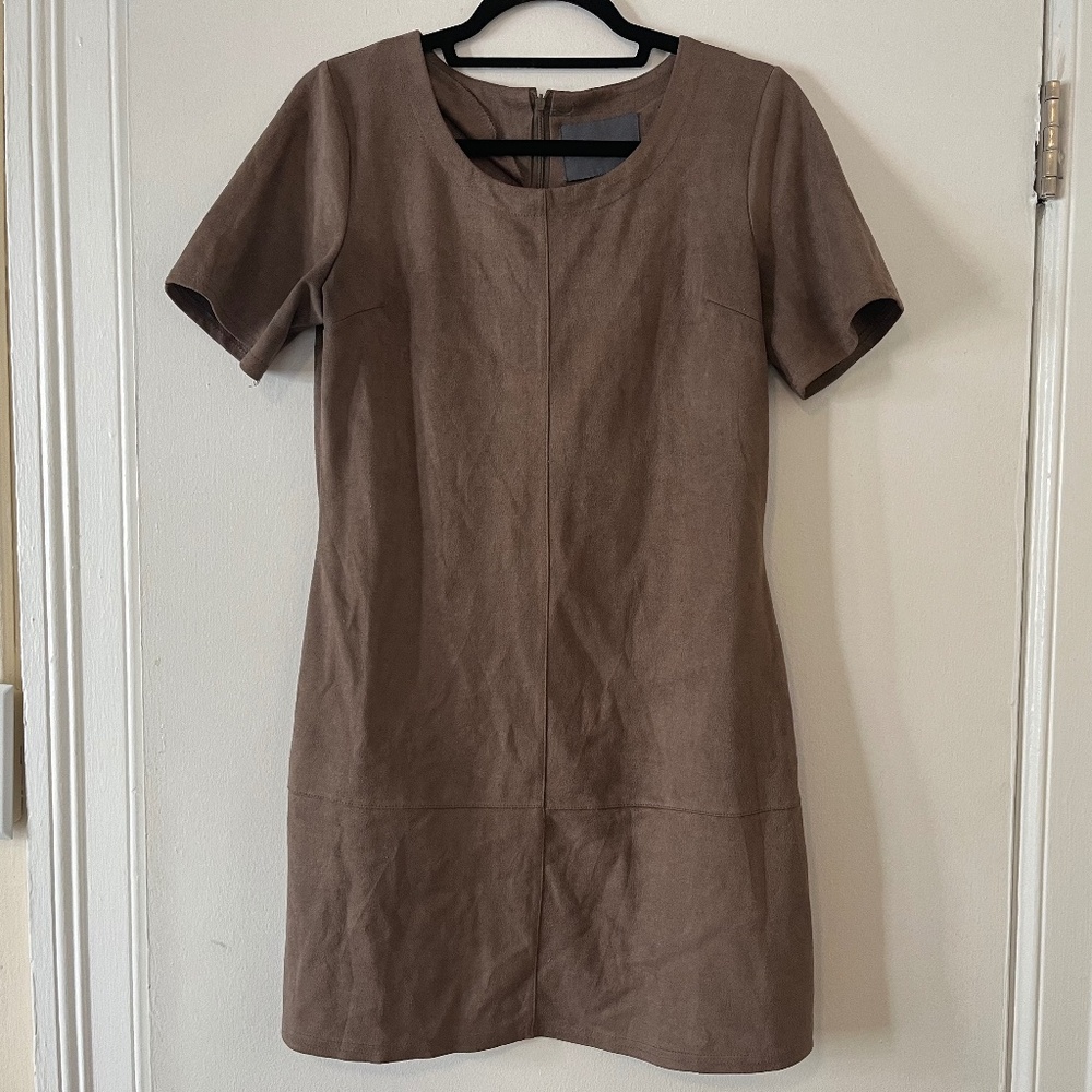 Faux Suede A-Line Dress